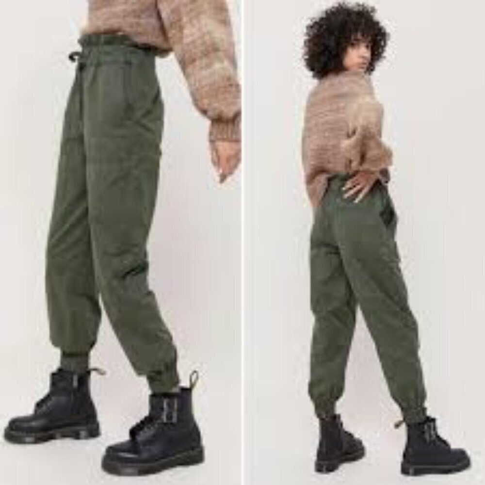 ✅ Urban Outfitters Evon Green High Waist Paperbag Jogger Pants‎ Size S
